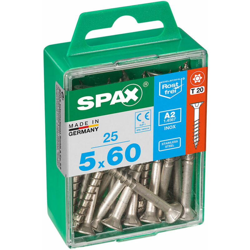 foto del prodotto spax scatola a viti 4197000500602 vite per legno testa piatta 5 x 60 mm 5,0 x 60 mm 