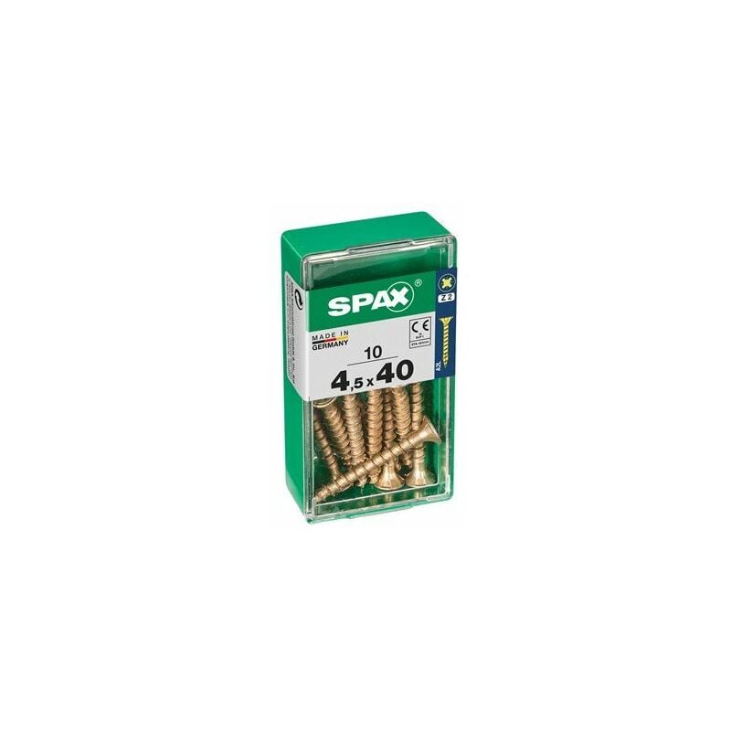 foto del prodotto spax scatola da 10 unit di viti per legno a testa piatta in yellox 4,5x40mm