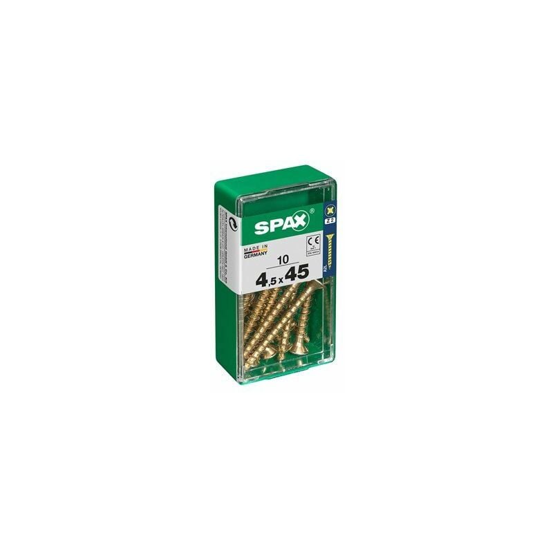 foto del prodotto spax scatola da 10 unit di viti per legno a testa piatta in yellox 4,5x45mm