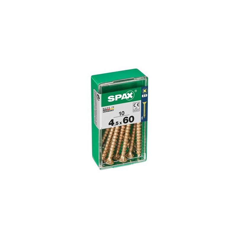 foto del prodotto spax scatola da 10 unit di viti per legno a testa piatta in yellox 4,5x60mm