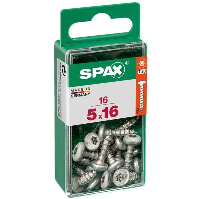 foto del prodotto spax - scatola da 16 unità di viti per legno con testa tonda wirox 5.0x16mm