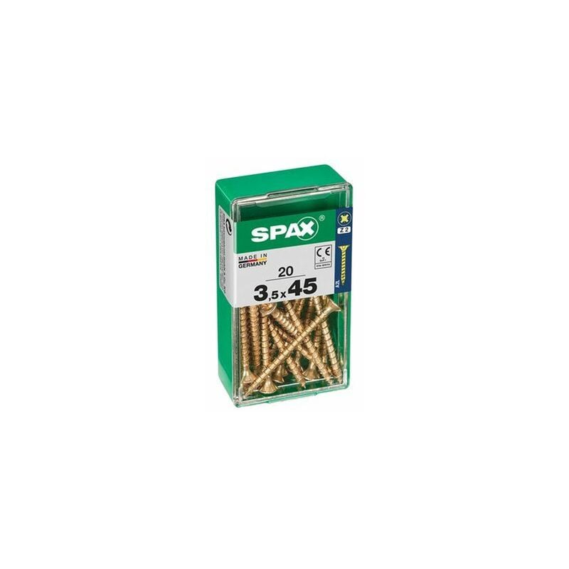 foto del prodotto spax scatola da 20 unit di vite per legno con testa piatta yellox 3,5x45mm