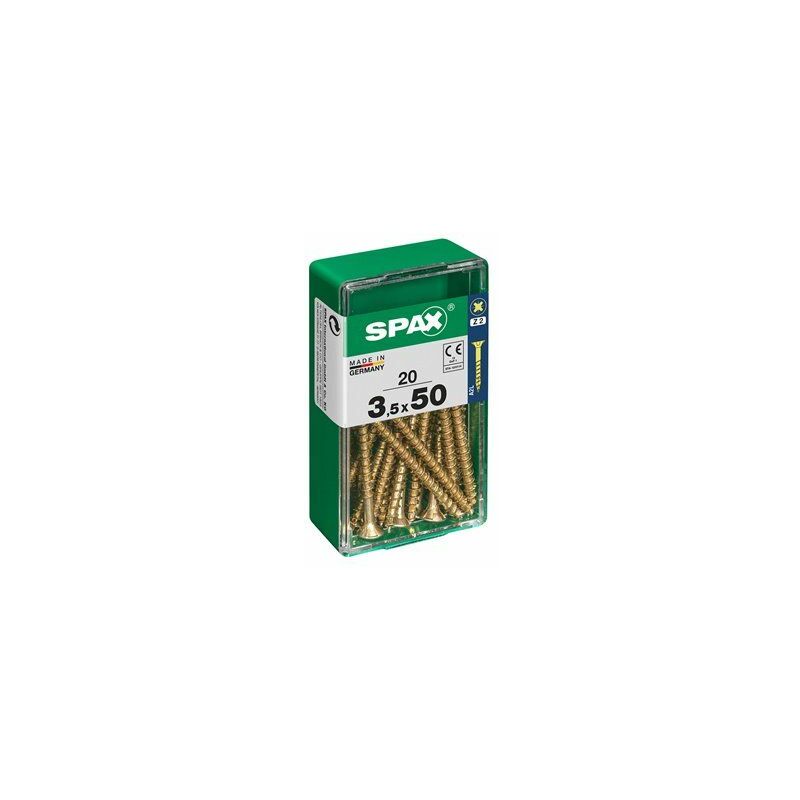 foto del prodotto spax scatola da 20 unit di vite per legno con testa piatta yellox 3,5x50mm