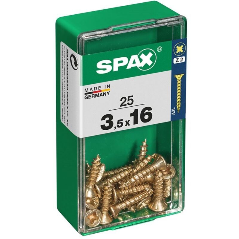 foto del prodotto spax - scatola da 25 unità di vite per legno con testa piatta yellox 3,5x16mm
