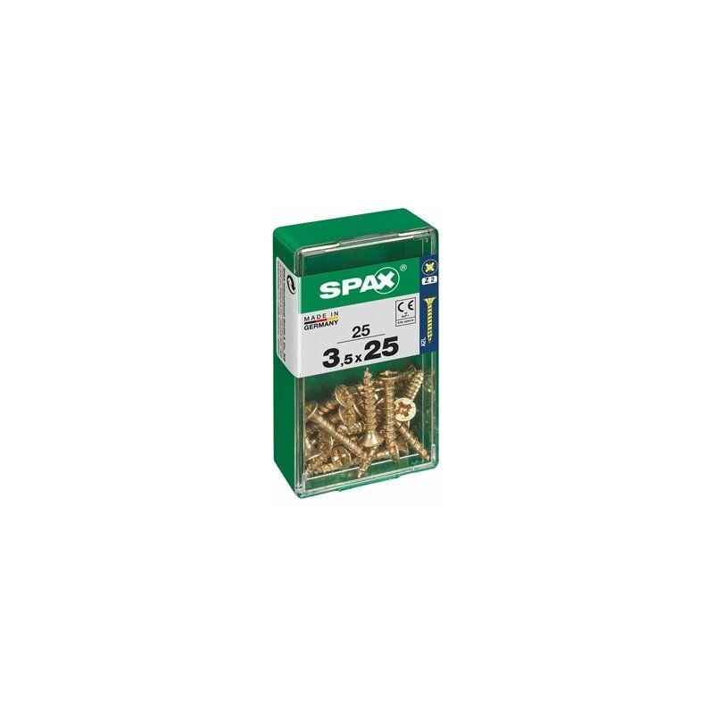 foto del prodotto spax scatola da 25 unit di vite per legno con testa piatta yellox 3,5x25mm