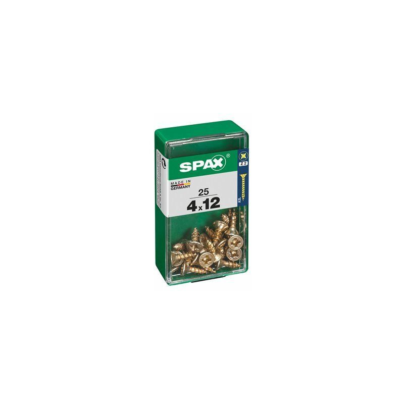 foto del prodotto spax scatola da 25 unit di viti per legno a testa piatta in yellox 4.0x12mm