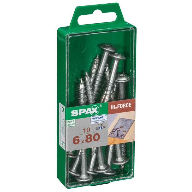 foto del prodotto spax set 10 viti in acciaio testa svasata torx, diam.6 mm x l.80 mm