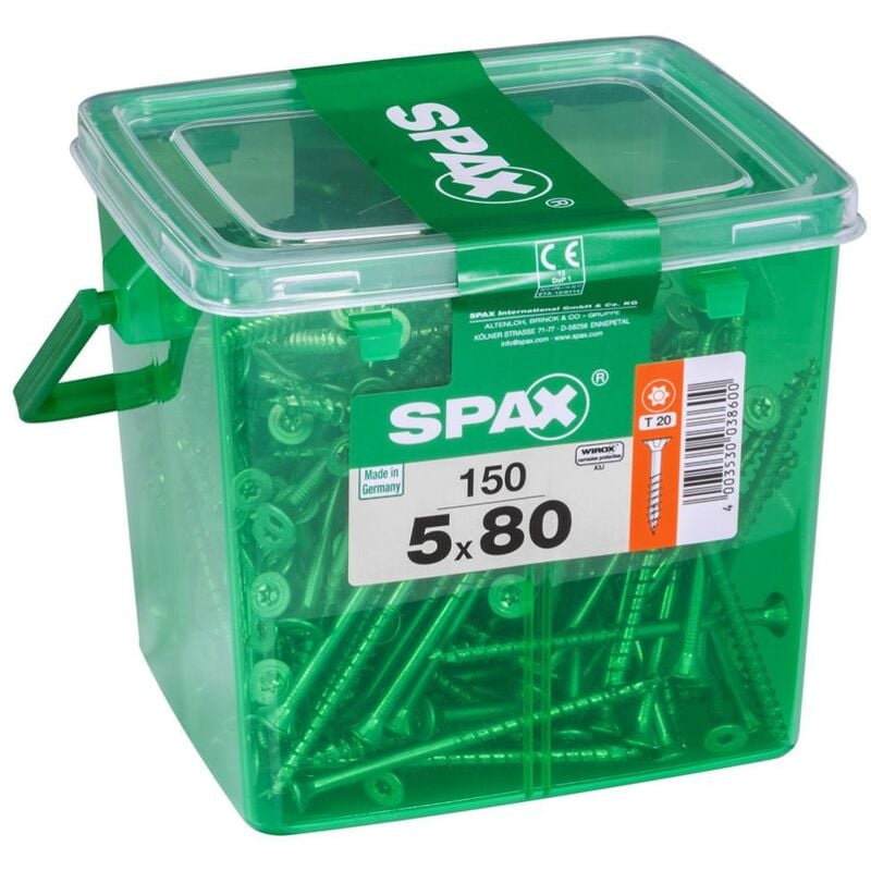 foto del prodotto spax - set 150 viti torx in acciaio a testa svasata, diam.5 mm x l.80 mm