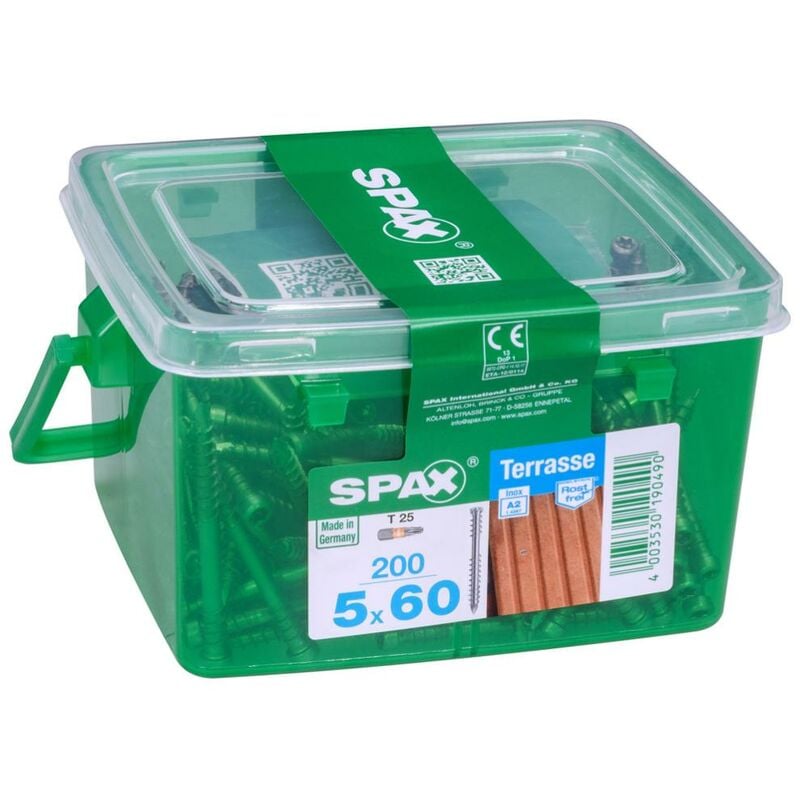 foto del prodotto spax set 200 viti testa cilindrica torx in acciaio inox, diam.5 mm x l.60 mm
