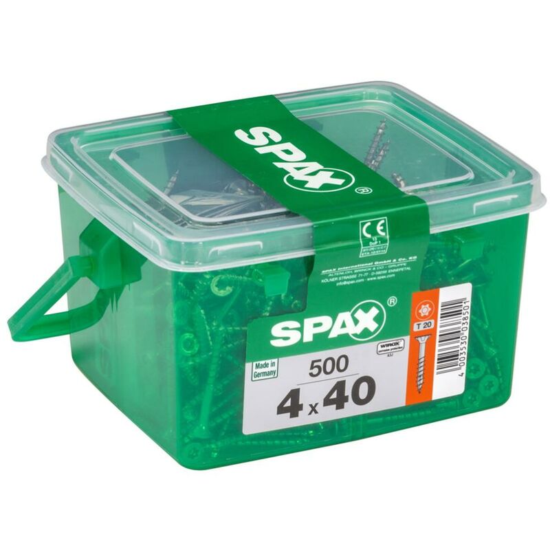 foto del prodotto spax set 500 viti torx in acciaio a testa svasata, diam.4 mm x l.40 mm