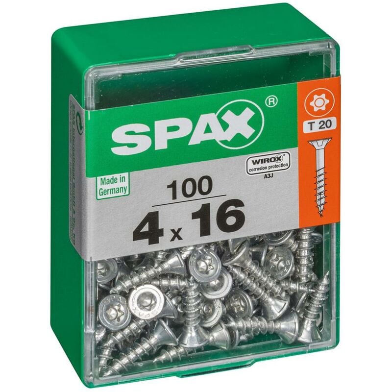 foto del prodotto spax set di 100 viti a testa svasata piana in acciaio, diam.4 mm x l.16 mm