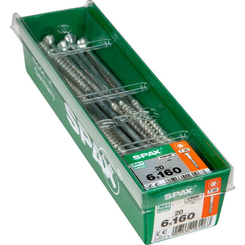 foto del prodotto spax - set di 20 viti torx in acciaio a testa svasata, diam.6 mm x l.160 mm