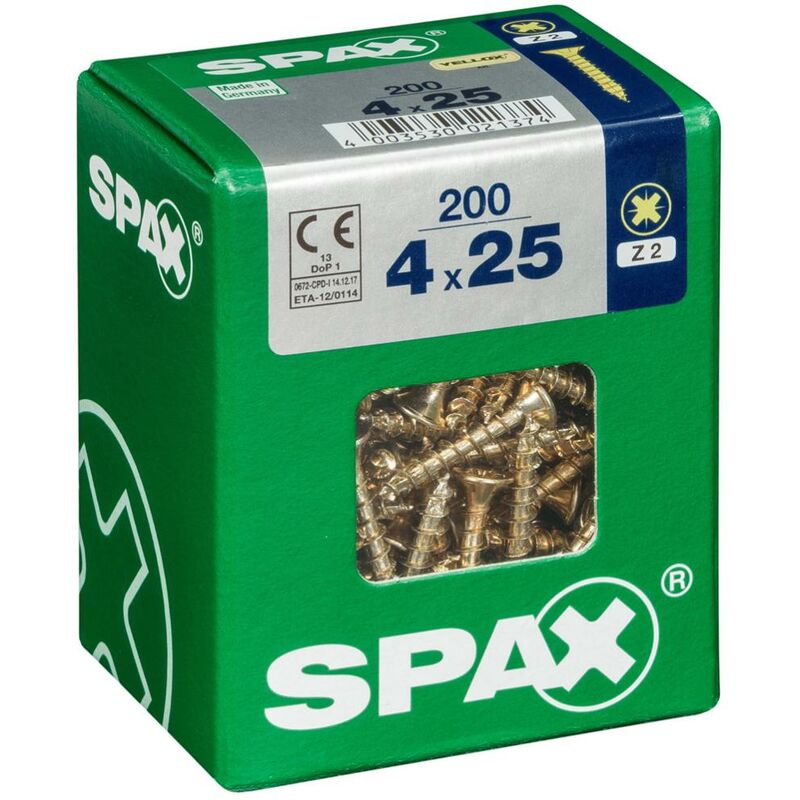 foto del prodotto spax - set di 200 viti in acciaio a testa svasata pozidriv diam.4 mm x l.25 mm