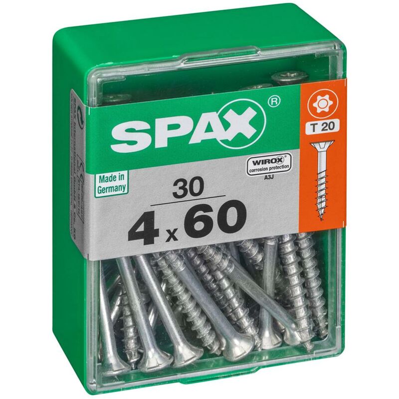foto del prodotto spax set di 30 viti a testa svasata piana in acciaio, diam.4 mm x l.60 mm