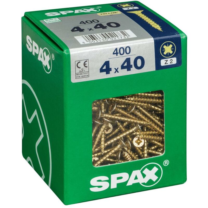 foto del prodotto spax set di 400 viti in acciaio a testa svasata pozidriv diam.4 mm x l.40 mm