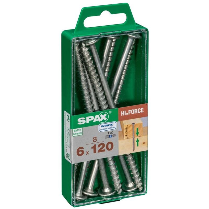 foto del prodotto spax set di 8 viti in acciaio testa svasata torx, diam.6 mm x l.120 mm
