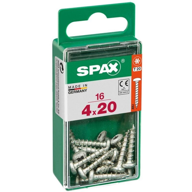 foto del prodotto spax - torcia in legno x x wirox 16 scatola 16 unità fralatn 4.0x20mm onde testa rotonda fralatn acciaio