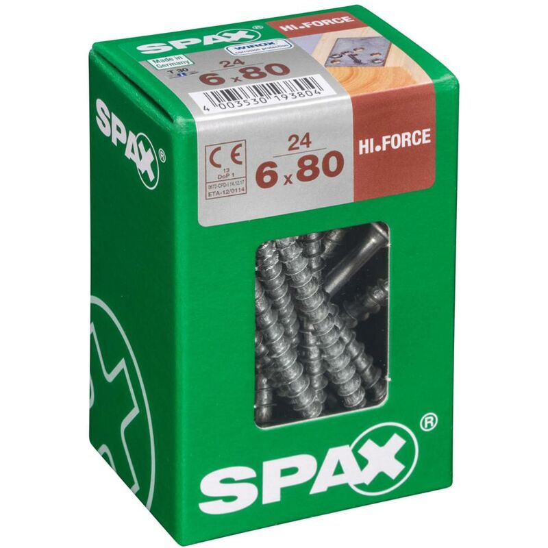 foto del prodotto spax vite per la costruzione in legno wirox,6 x 80 mm,24 stk. scatola di cartone l
