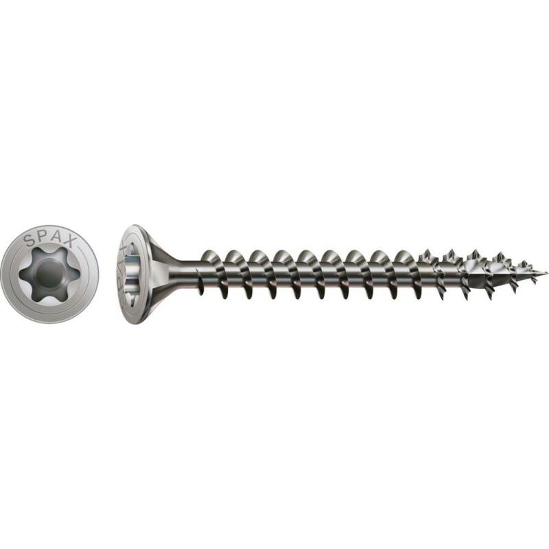 foto del prodotto spax vite universale acciaio inossidabile a2, 4 x 20 mm, 200 stk., filetto totale, testa svasata, t star plus, 4cut, acciaio inossidabile a2