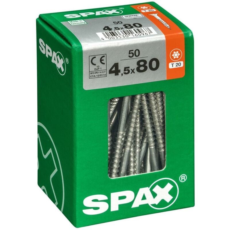 foto del prodotto spax vite universale wirox , 4,5 x 80 mm , 50 stk. box professionisti
