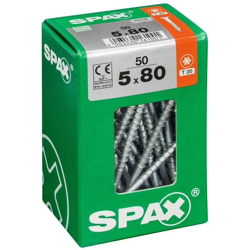 foto del prodotto spax vite universale wirox , 5 x 80 mm , 50 stk. box professionisti