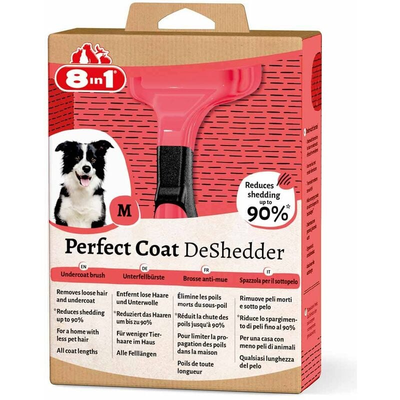 foto del prodotto spazzola 8in1 perfect coat con manico ergonomico per cani medi