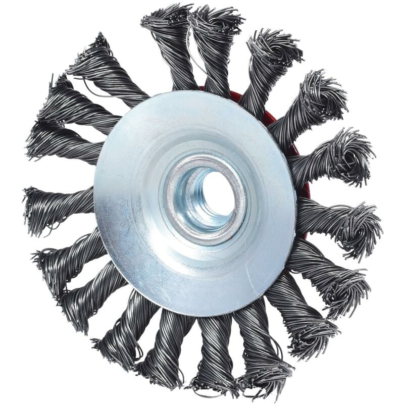 foto del prodotto spazzola a disco in filo d acciaio inox ritorto c.calotta bombata 0,5mm, 100mm