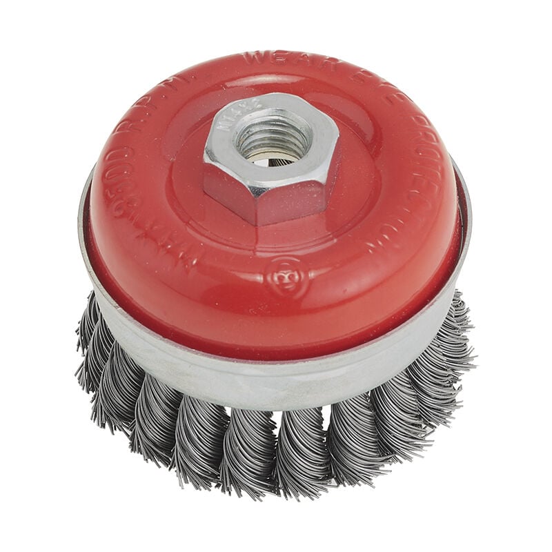 foto del prodotto spazzola a tazza a filo metallico intrecciato 75 mm m14 x smerigliatrice