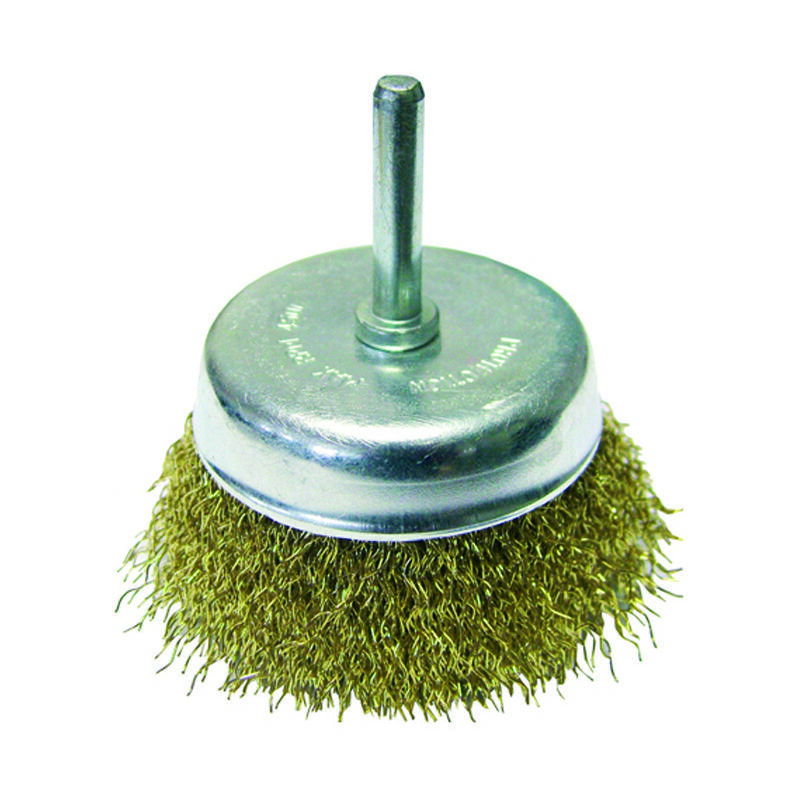 foto del prodotto spazzola a tazza fili acciaio per trapano extra mm.50 codolo mm.6