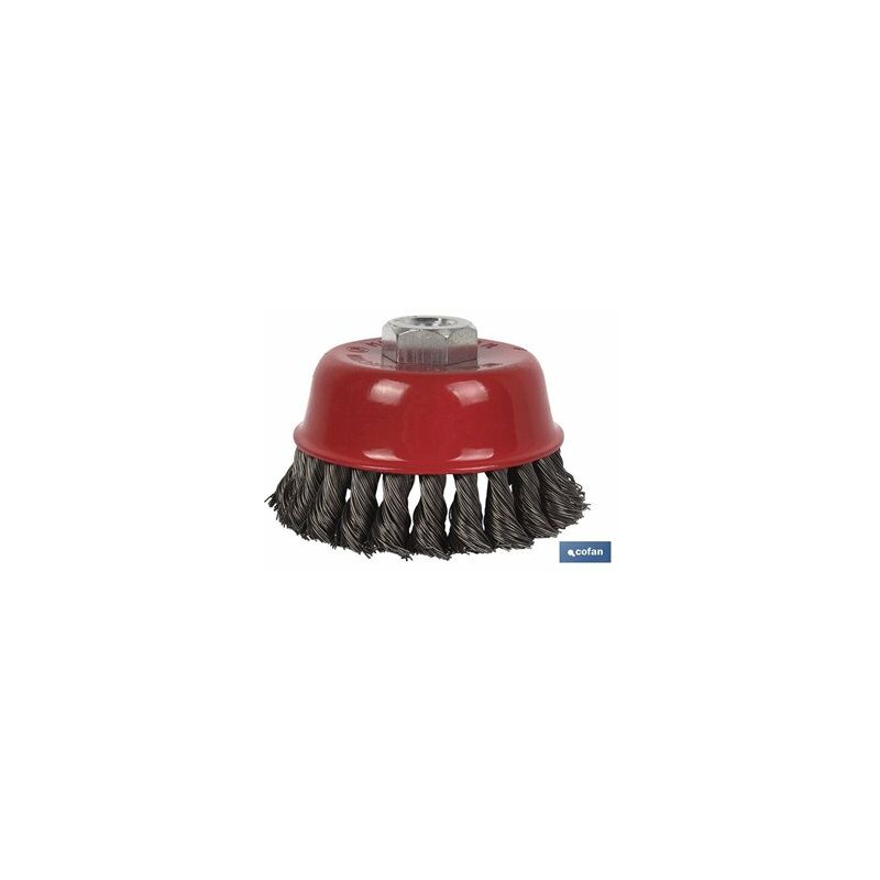 foto del prodotto spazzola a tazza intrecciata m14 125 acciaio 0,3mm