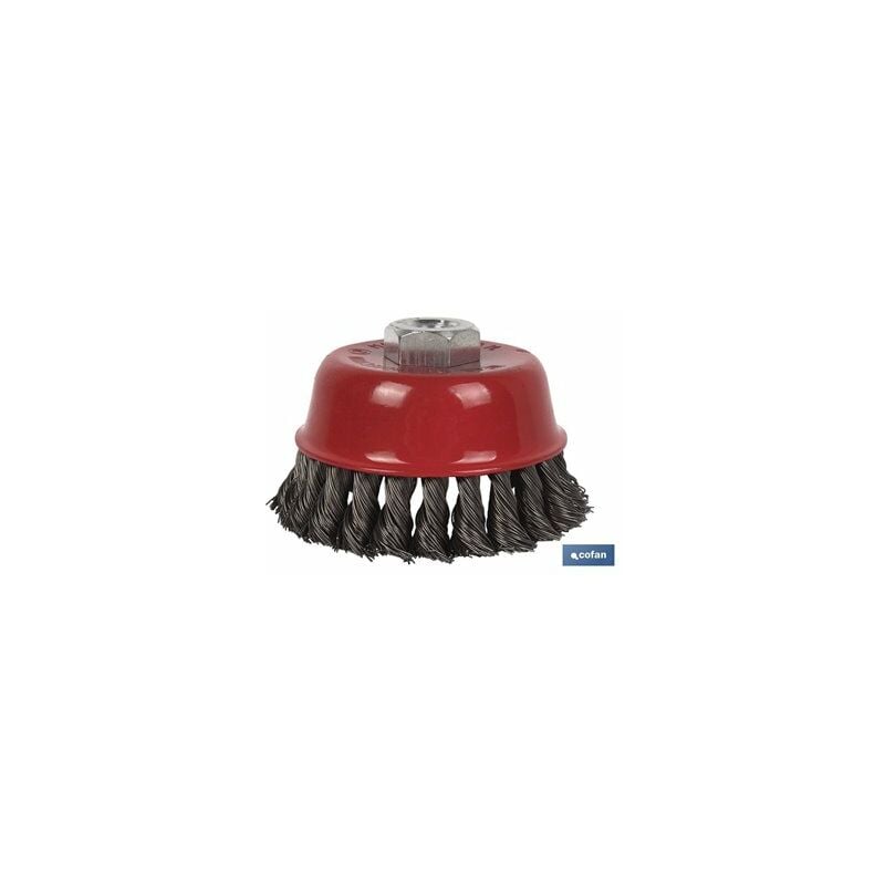 foto del prodotto spazzola a tazza intrecciata m14 75 acciaio 0,5mm