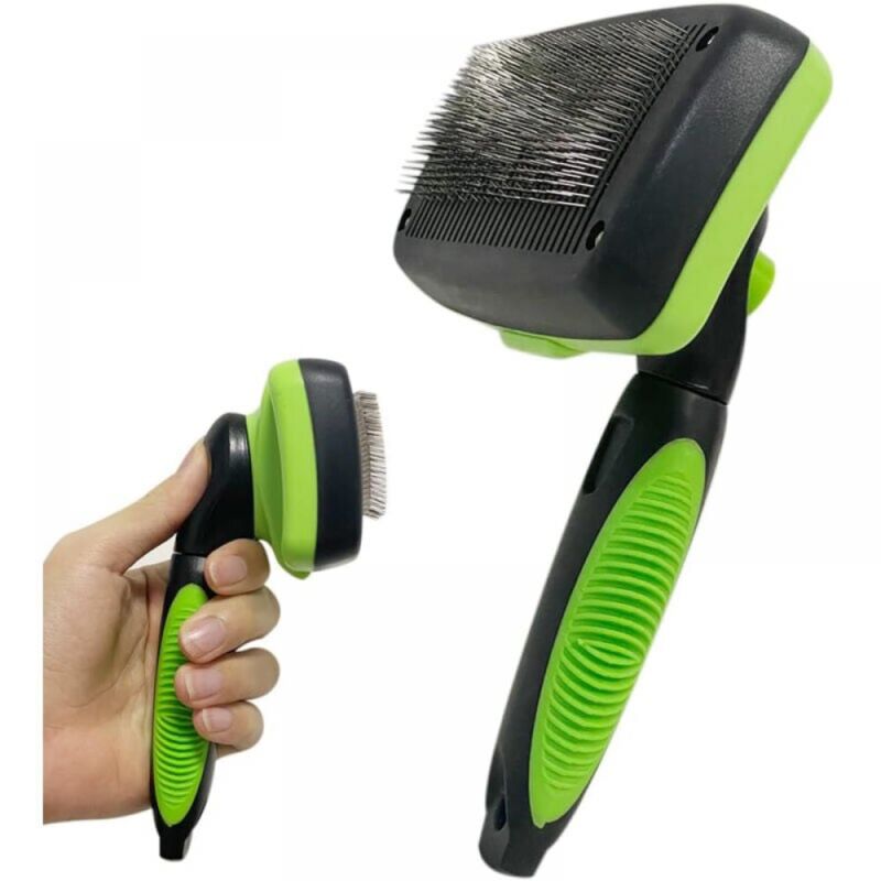 foto del prodotto spazzola autopulente per cani e gatti rimozione efficace fino al 95 di peli morti e sottopelo design ergonomico rimozione dei peli con un clic