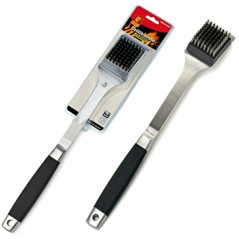 foto del prodotto spazzola barbecue in acciaio inox per griglia griglie hamburger pulire bbq 43 cm