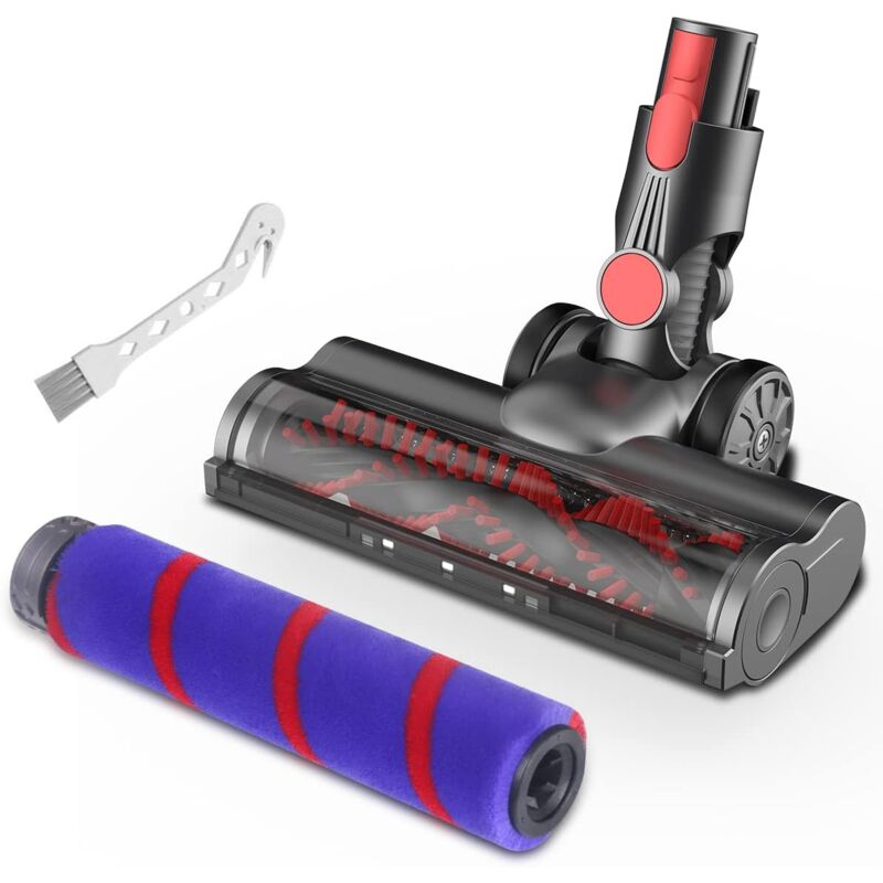 foto del prodotto spazzola compatibile con aspirapolvere dyson v7 v8 v10 v11 v15, spazzola turbo sostituibile e rullo morbido con luce led per tappeti e pavimenti duri