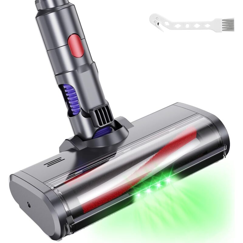 foto del prodotto spazzola compatibile con aspirapolvere dyson v7 v8 v10 v11 v15, testina sostituibile accessorio attacco diretto con 4 luci led per parquet, pavimenti