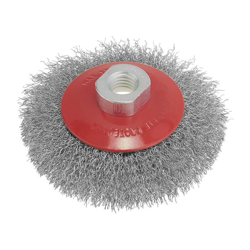 foto del prodotto spazzola conica a fili ondulati inox 150 mm attacco m14 fervi scf150i