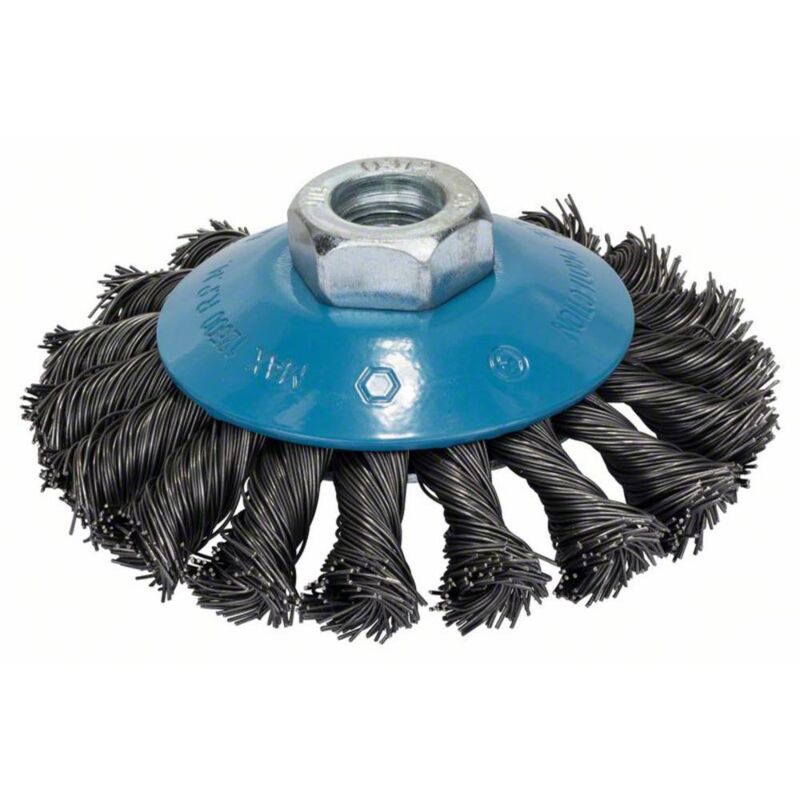 foto del prodotto spazzola conica filo intrecciato 100 mm, 0,5 mm, 12 mm, m14 bosch accessories 2608622011 diametro 100 mm