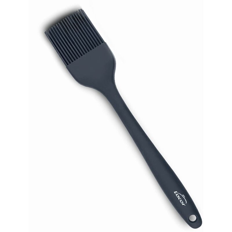 foto del prodotto spazzola da cucina grigia, spazzola in silicone, utensili da cucina, manico ergonomico, antiaderente, resistente alle alte temperature, lavabile in