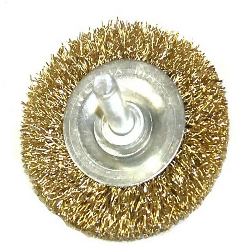 foto del prodotto spazzola di acciaio metallica ottone pennello sverniciatore 50mm per trapano - - trade shop traesio
