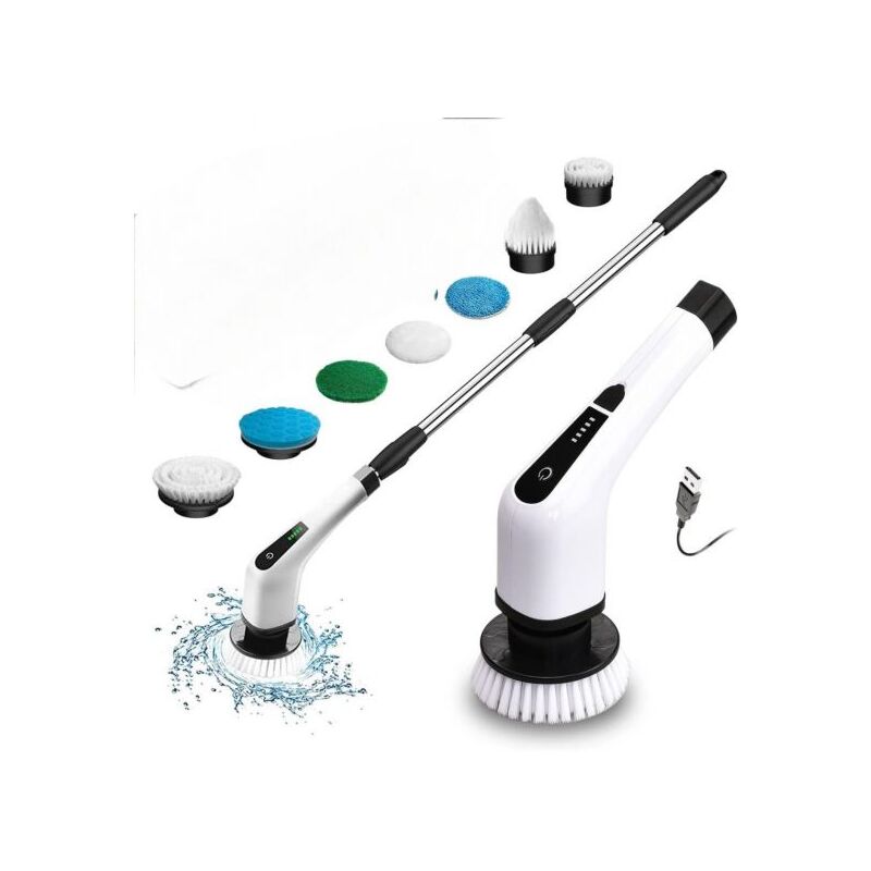 foto del prodotto spazzola elettrica rotante pulizia cucina piastrelle bagno 7 testine 25w mz 003