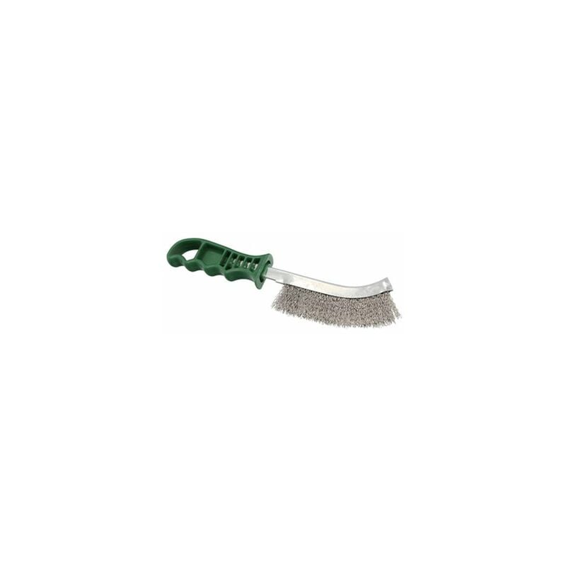 foto del prodotto spazzola in acciaio inox manico verde 25 cm.
