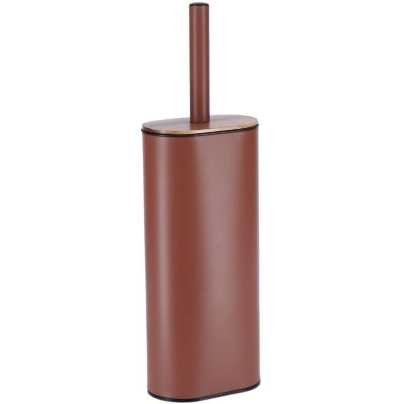 foto del prodotto spazzola ovale in metallo e silicone piatto per wc acacia ambra tendance