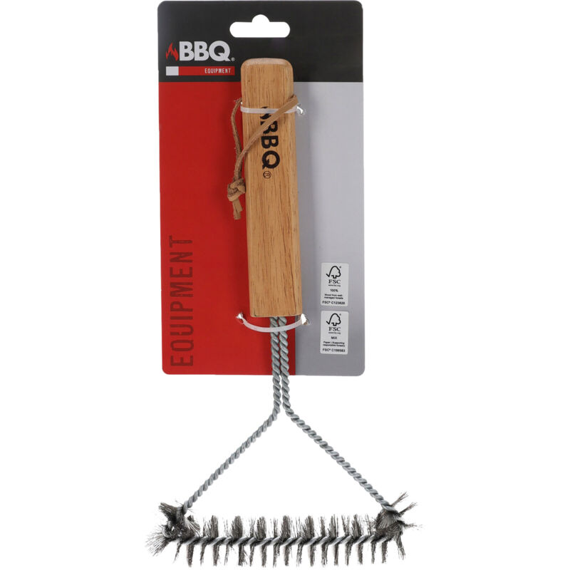 foto del prodotto spazzola per barbecue 30 x 14 cm in legno ergonomico bbq