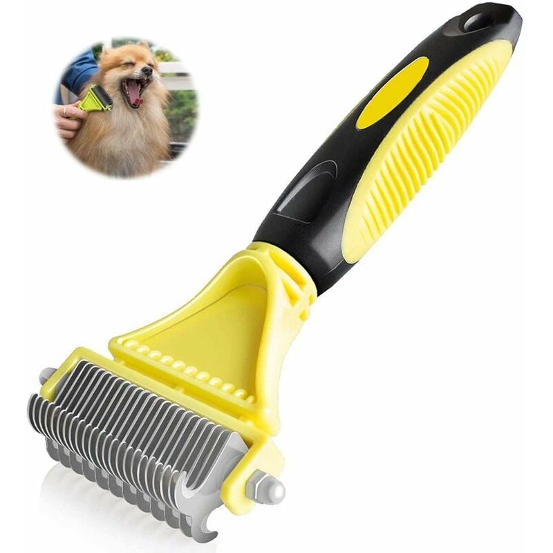 foto del prodotto spazzola per cani e gatti, pettine professionale per rimuovere i nodi dai peli dei cani e spazzola per cani a pelo lungo, rastrello per toelettatura