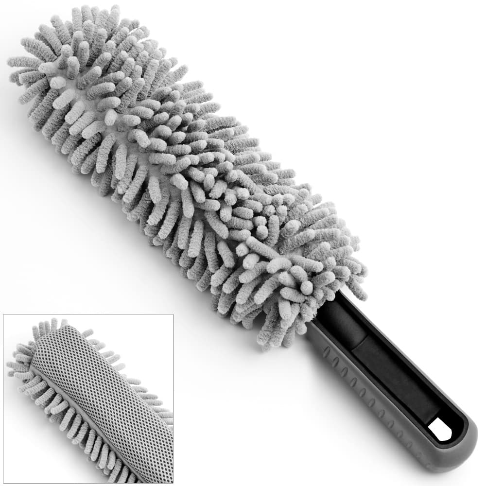 foto del prodotto spazzola per cerchi microfibra grigia 34cm