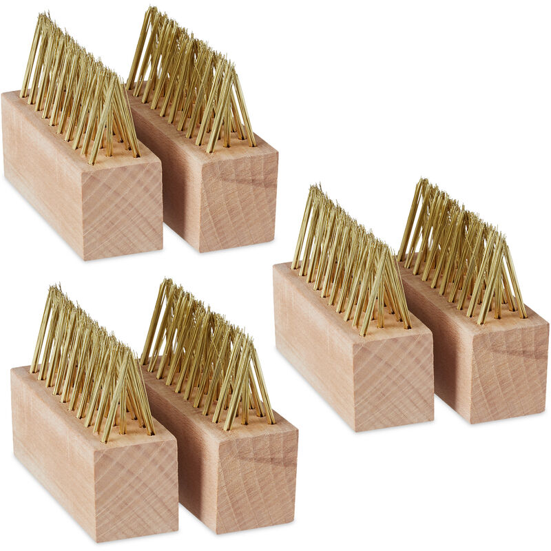 foto del prodotto spazzola per erbacce pulisci fughe, set da 6, ricambio per scope rimuovi muschio in giardino, naturale ottone relaxdays