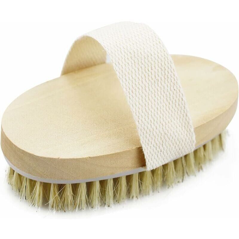 foto del prodotto spazzola per il corpo a secco, spazzola esfoliante per pelle secca con setole naturali per una pelle impeccabile, drenaggio linfatico e circolazione