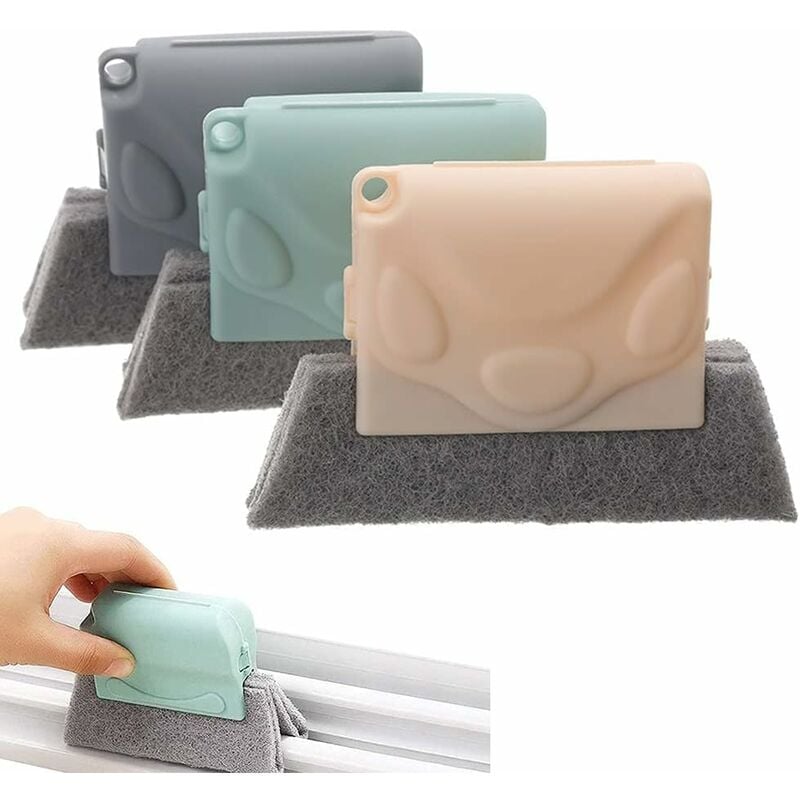 foto del prodotto spazzola per la pulizia delle scanalature delle finestre, spazzola magica per la pulizia delle finestre, set di 3 spazzole per la pulizia delle