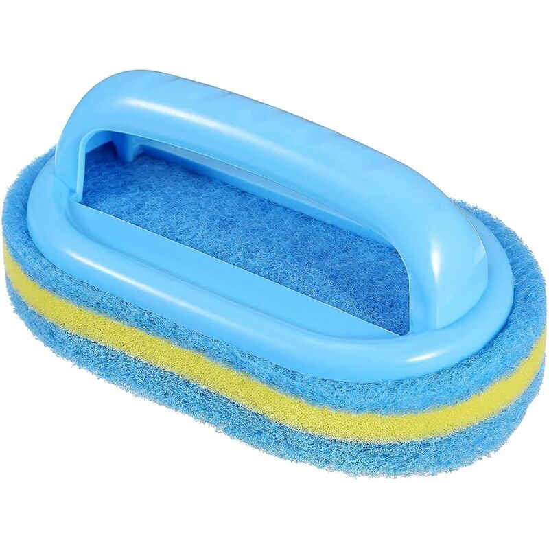 foto del prodotto spazzola per pulizia in spugna con manico in plastica per bagno, vasca, bagno, cucina, piastrelle e servizi igienici pulizia rapida blu,