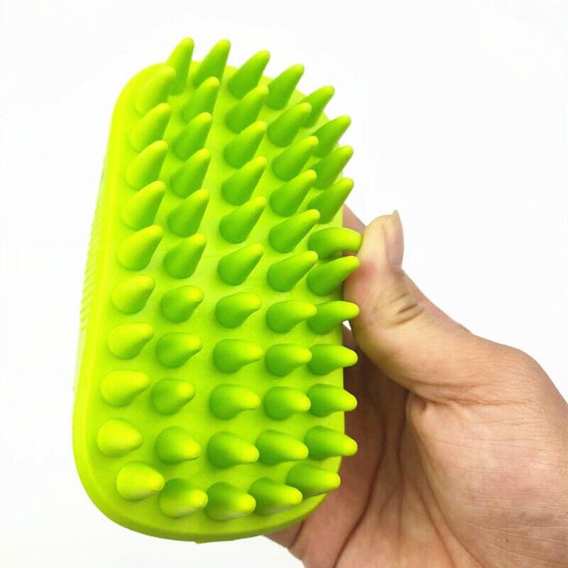 foto del prodotto spazzola per shampoo in silicone per animali domestici spazzola per il bagno in silicone per animali domestici, cani, gatti verde 